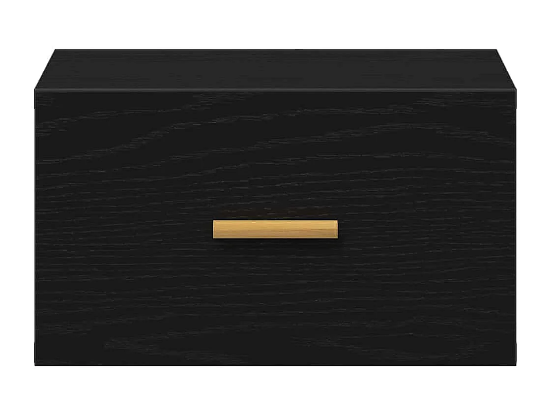 Mesita de Noche | Armario de Noche montado en la pared con cajón Roble negro