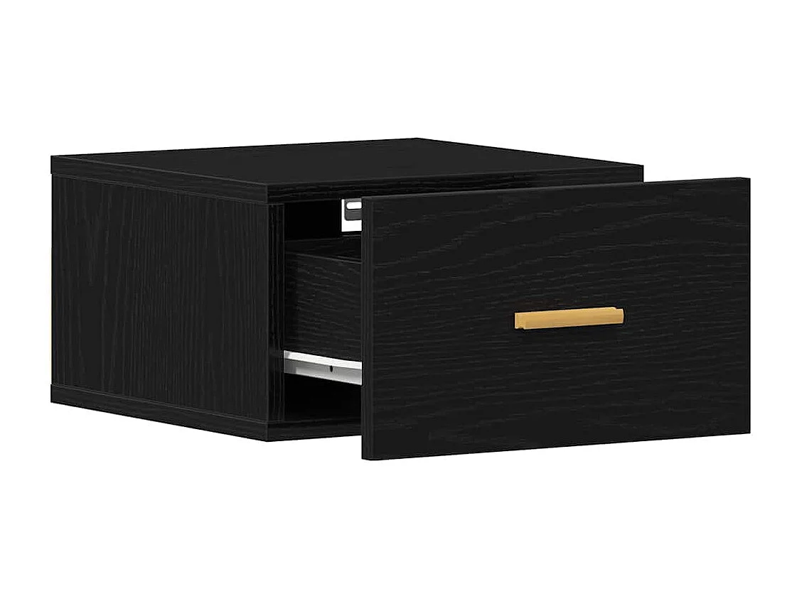 Wandmontierter Nachtschrank | Nachttisch hängend mit Schubladen Schwarz Eichen-Optik SHL92289