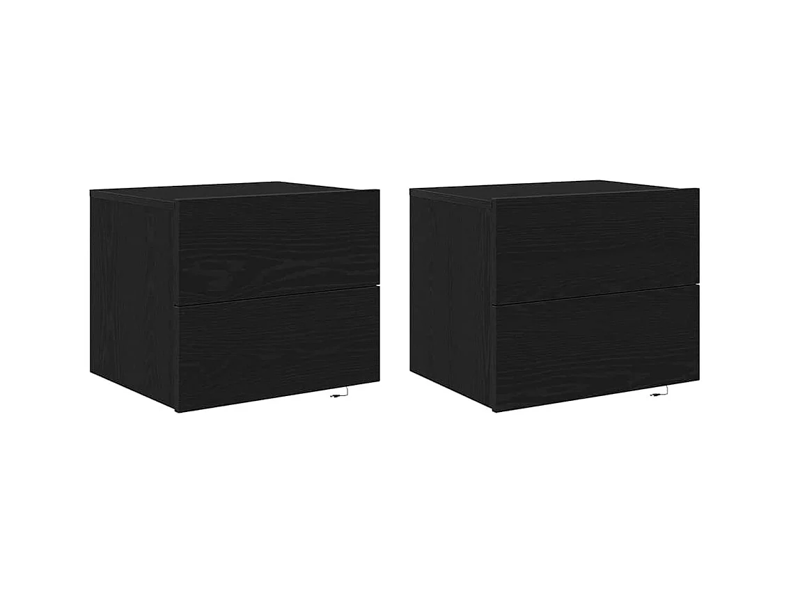 Mesita de Noche | Armario de Noche montado en la pared 2 uds. Roble negro