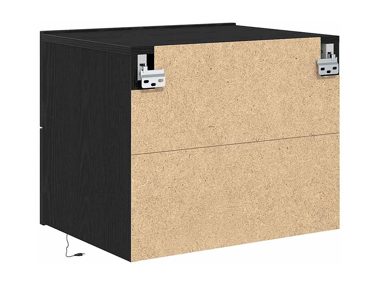 Mesita de Noche | Armario de Noche montado en la pared 2 uds. Roble negro