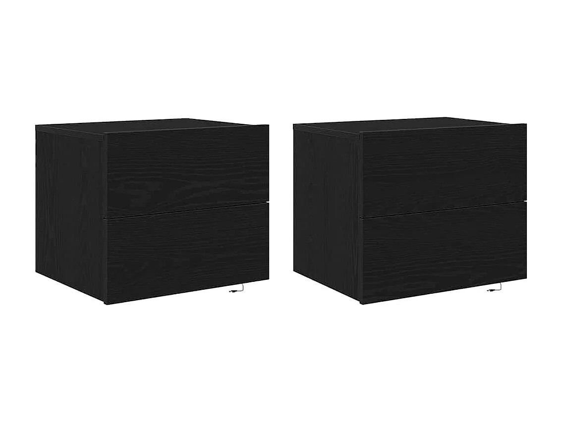 Nachtkastje | Wandkastje 2 pcs Zwart eiken 50 x 39 x 41 cm Bewerkt hout