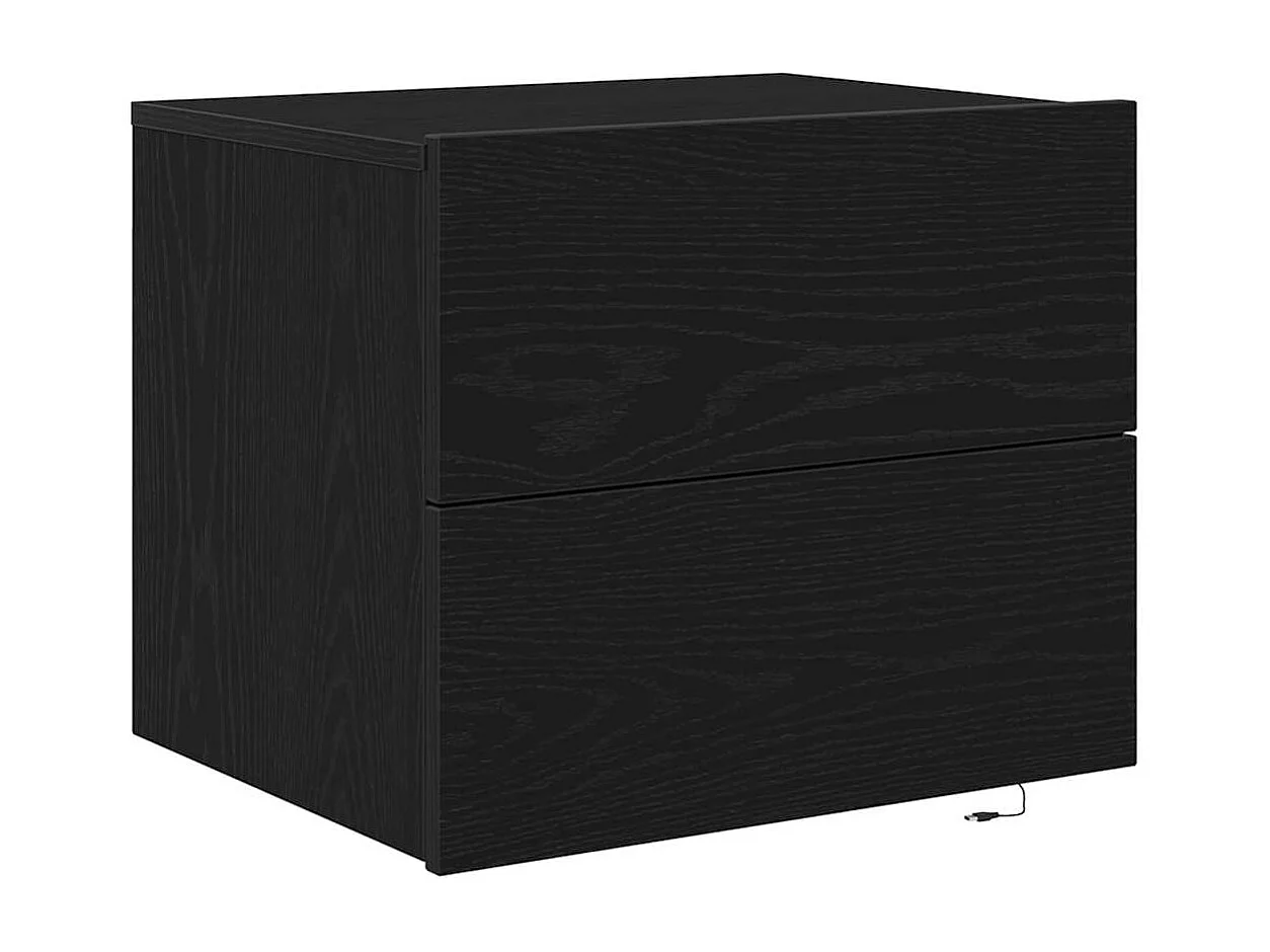 Nachtkastje | Wandkastje 2 pcs Zwart eiken 50 x 39 x 41 cm Bewerkt hout