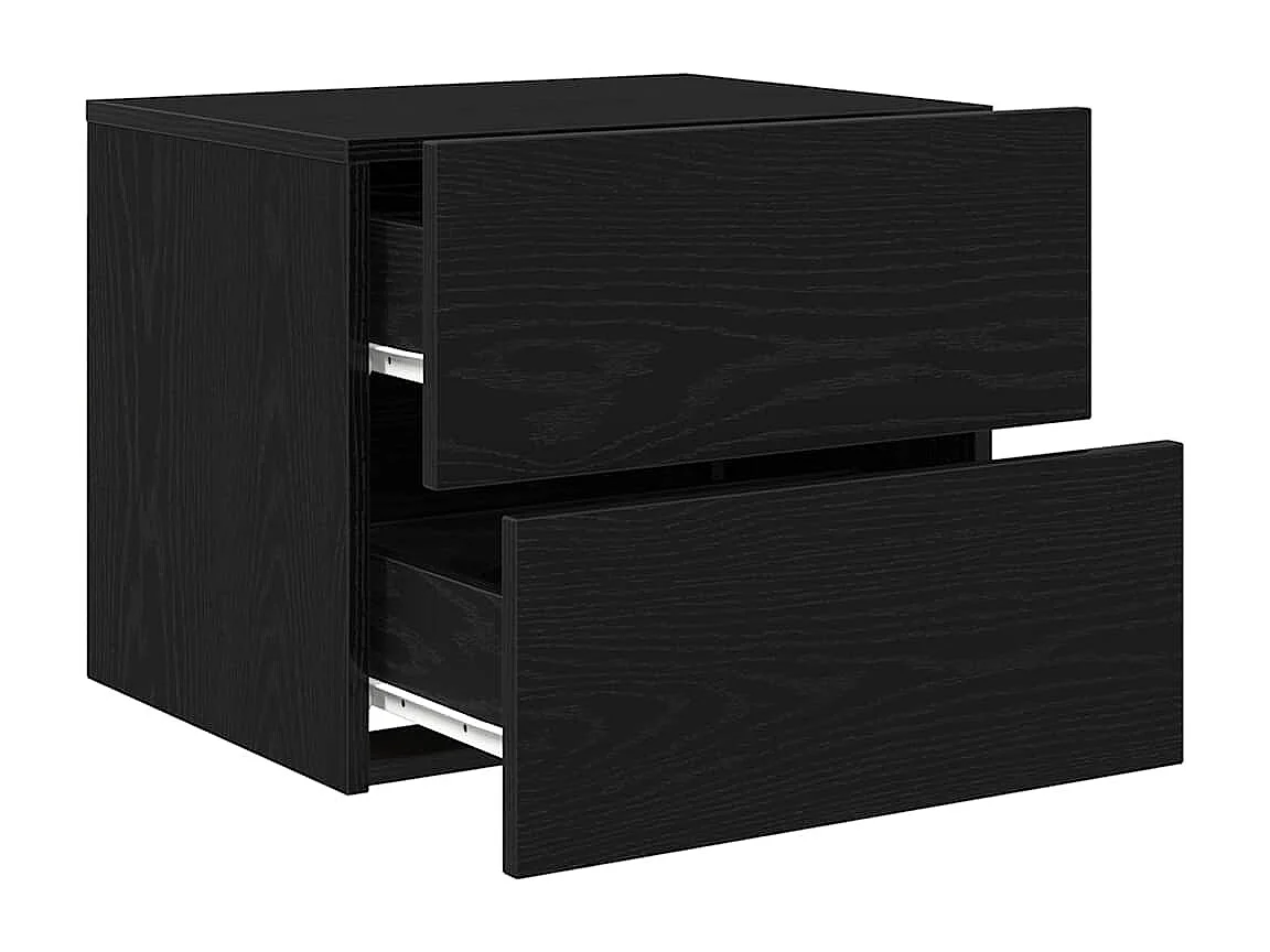 Nachtkastje | Wandkastje 2 pcs Zwart eiken 50 x 39 x 41 cm Bewerkt hout