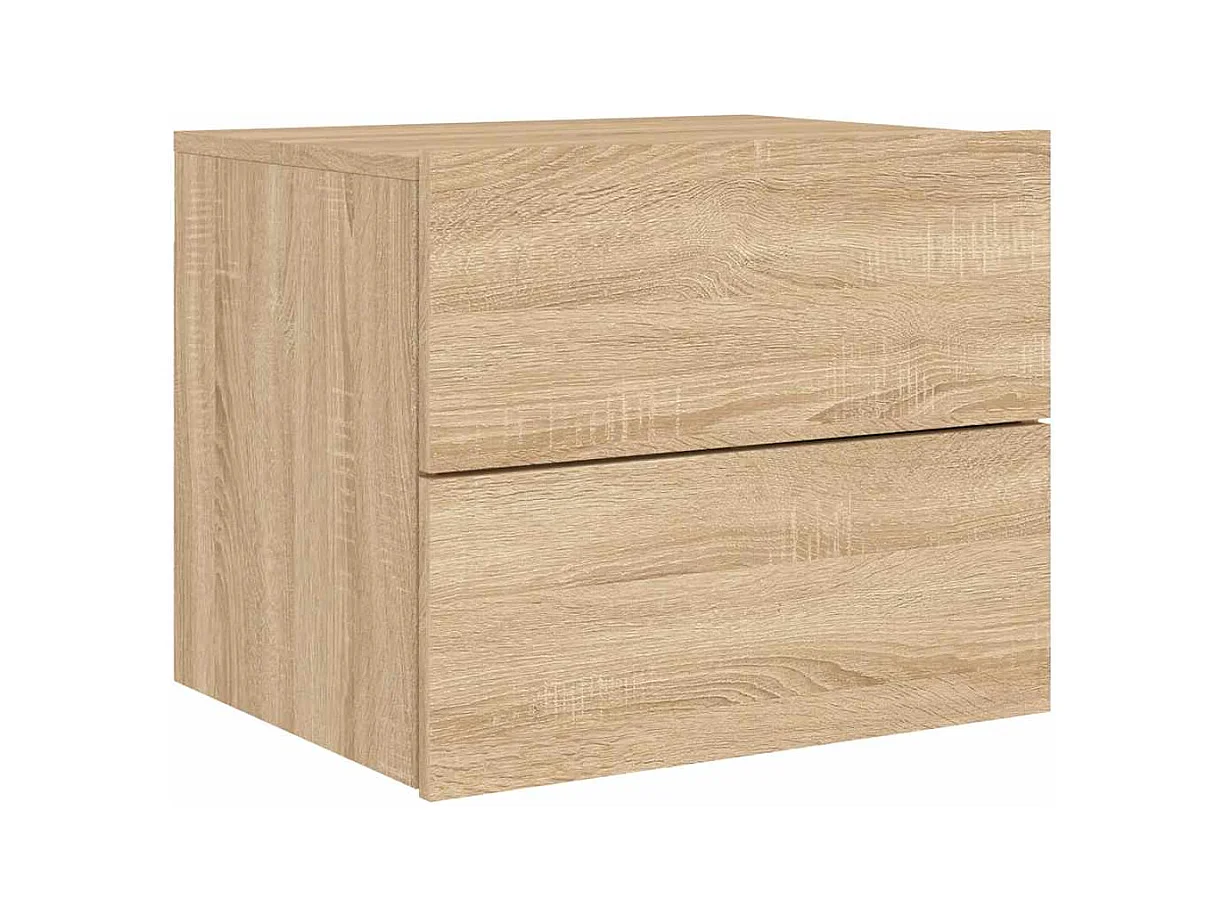 Mesitas de noche | Mesilla de noche de pared con luces LED 2 unidades roble Sonoma