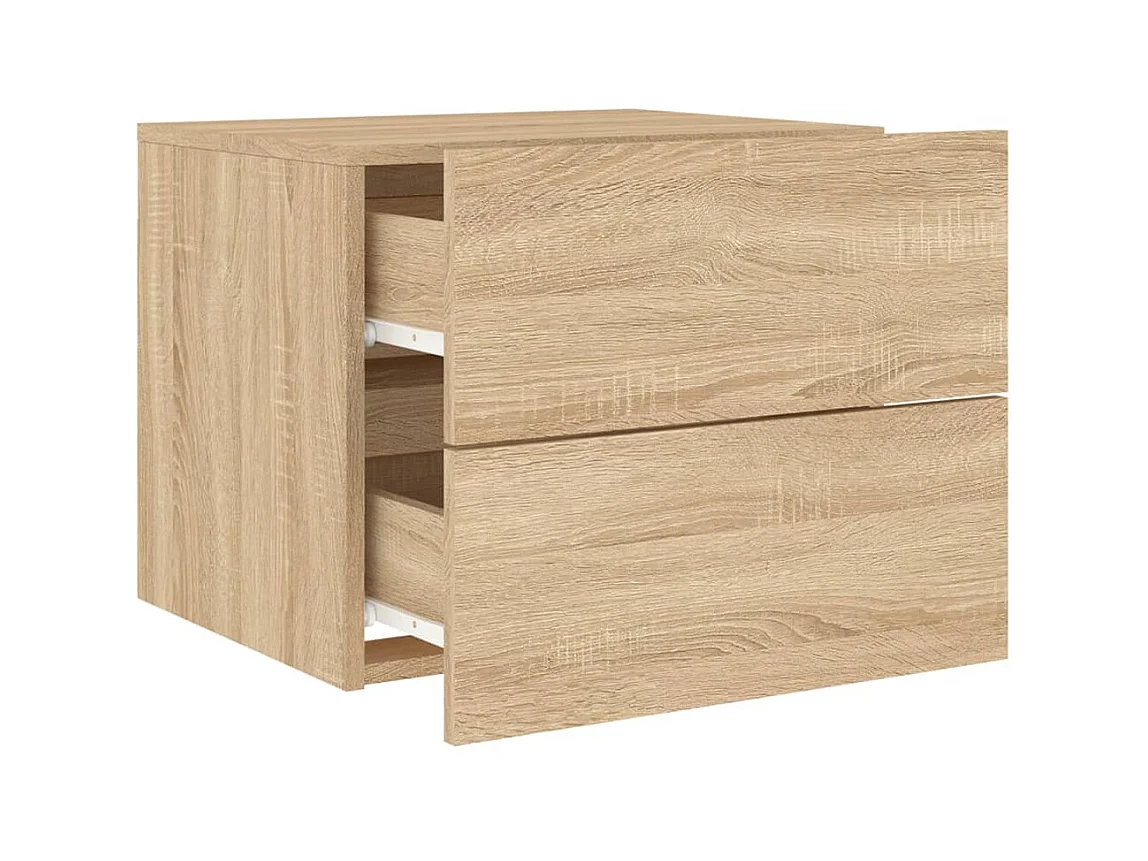 Mesitas de noche | Mesilla de noche de pared con luces LED 2 unidades roble Sonoma