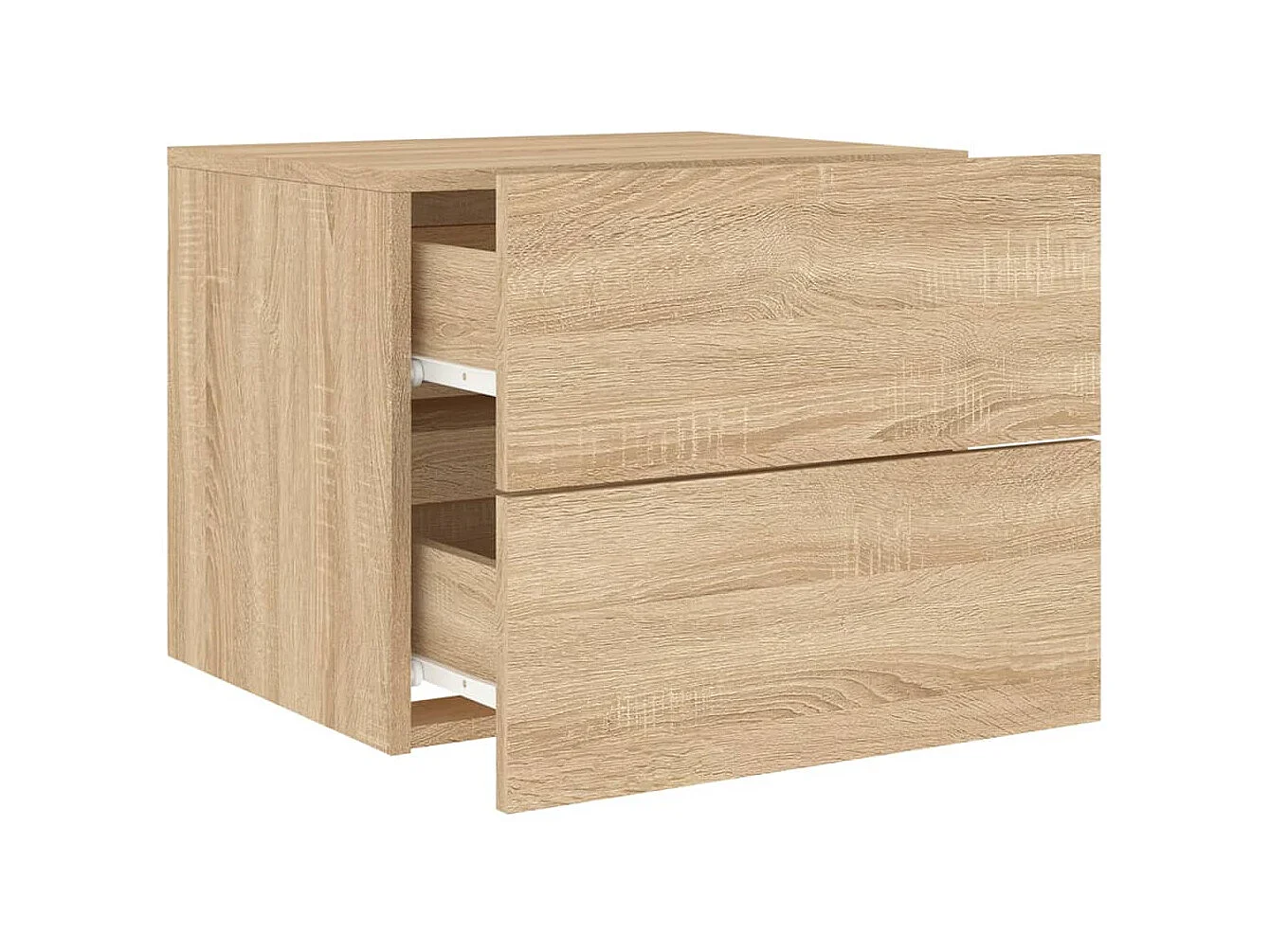 Nachttisch hängend 2er Set | Wand-Nachttische mit LED-Leuchten Sonoma-Eiche SHL14395