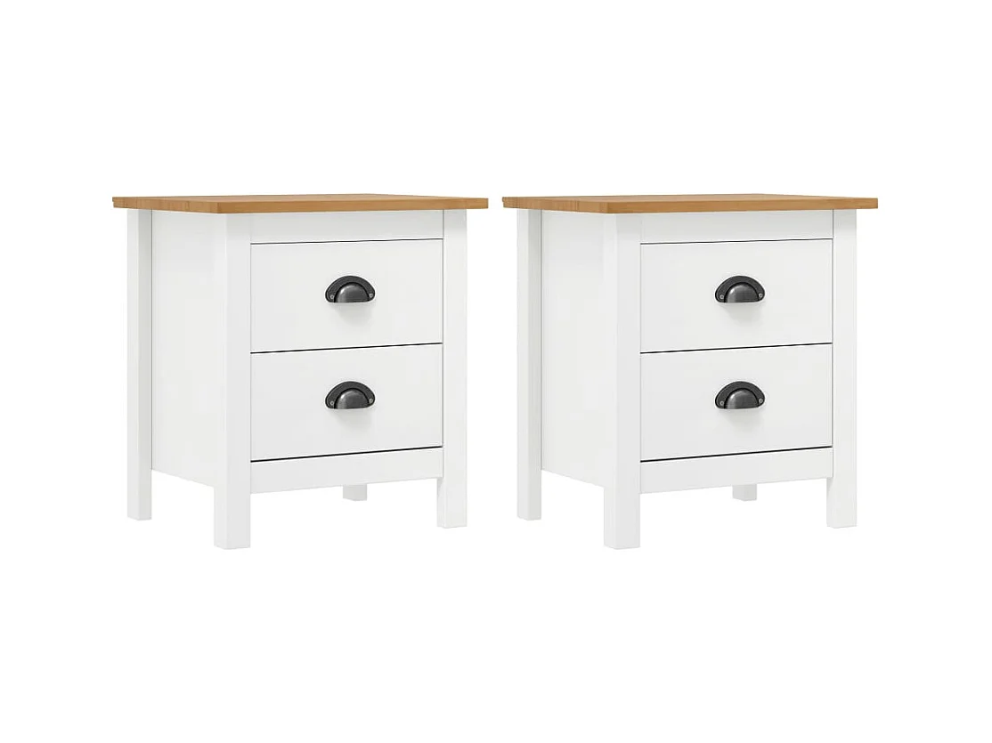 Mesita de noche | Mesilla de noche Hill 2uds madera maciza pino blanco 46x35x49,5 cm