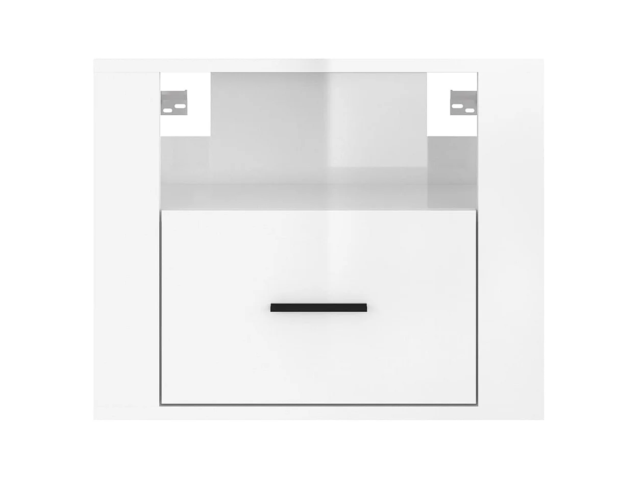 Mesitas de noche | Mesilla de noche de pared 2 uds blanco brillante 50x36x40 cm