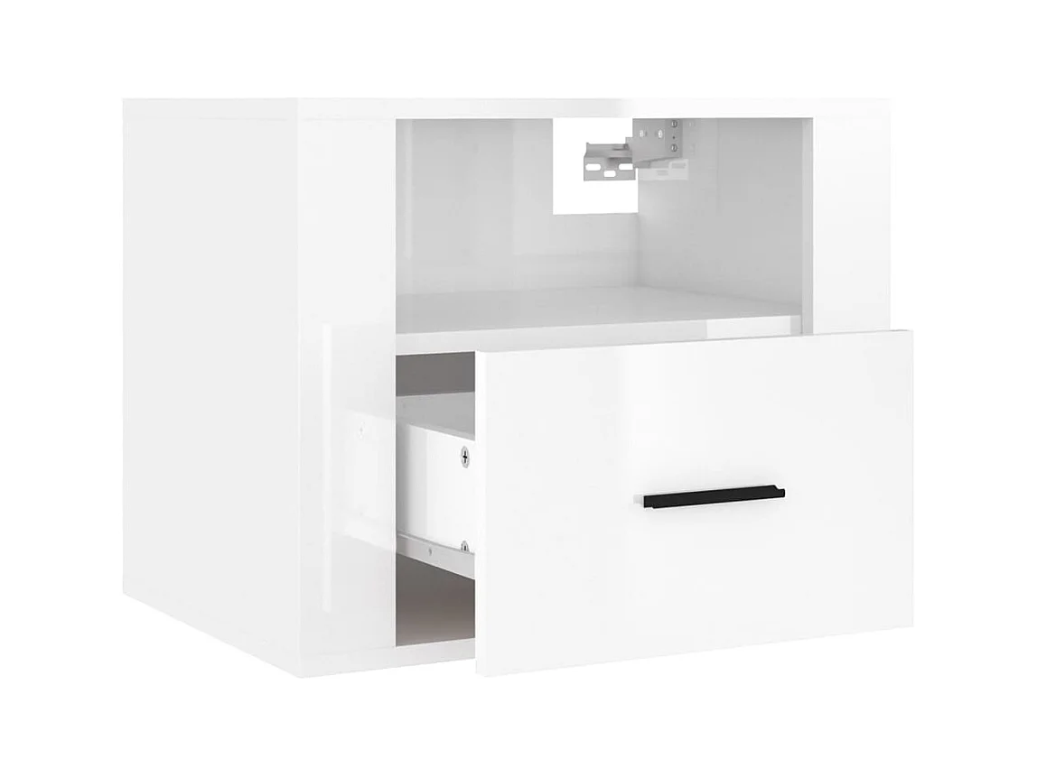 Mesitas de noche | Mesilla de noche de pared 2 uds blanco brillante 50x36x40 cm