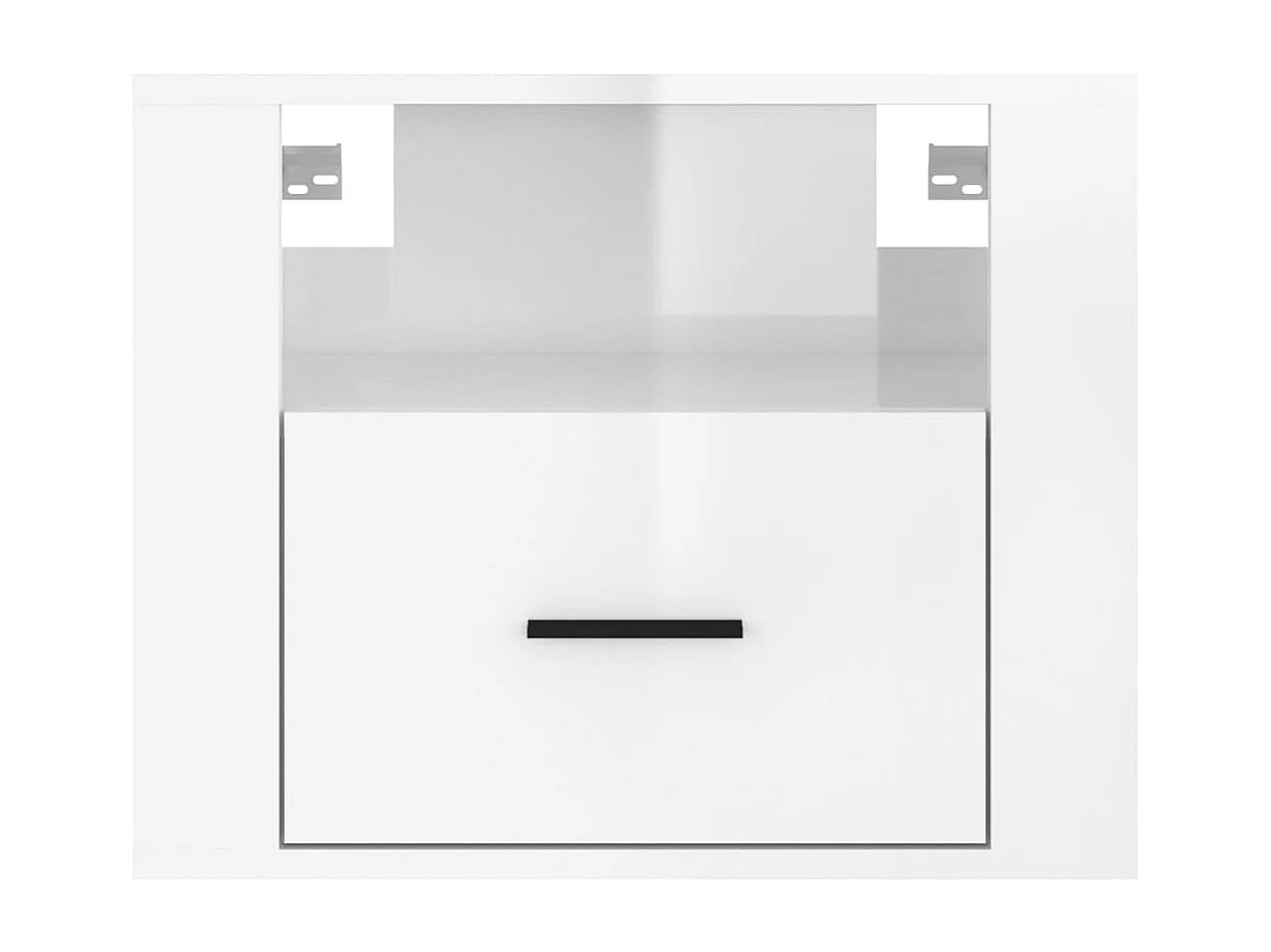 Nachttisch hängend 2er Set | Wand-Nachttische Hochglanz-Weiß 50x36x40 cm SHL2758