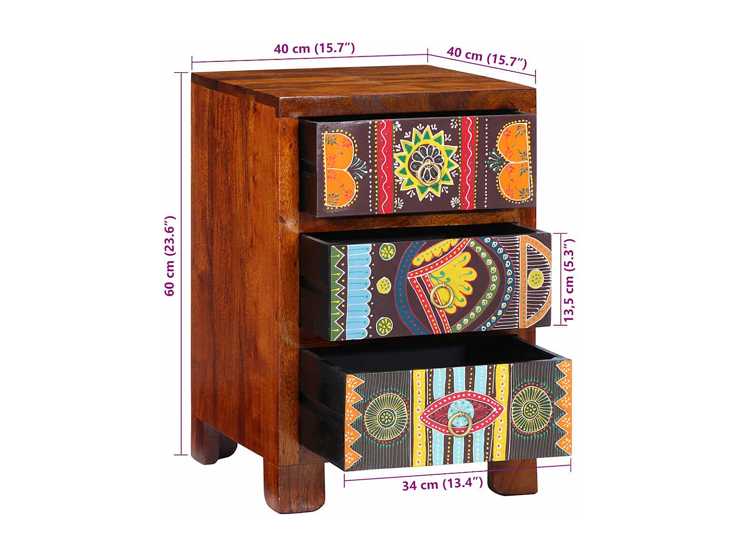 Table de chevet-Petite Table d'appoint 40x40x60 cm bois d'acacia massif