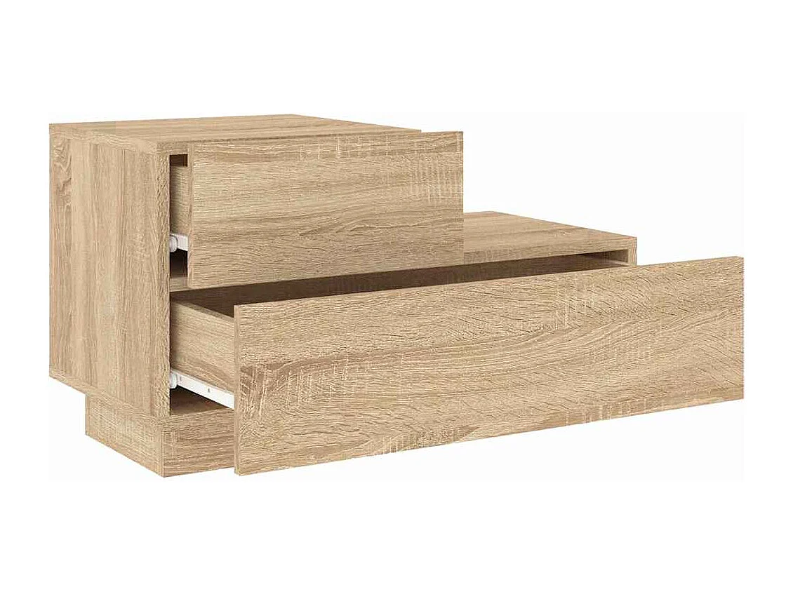 Nachttisch-Beistelltisch mit LED-Leuchten Sonoma-Eiche 70x36x40,5 cm SHL90512