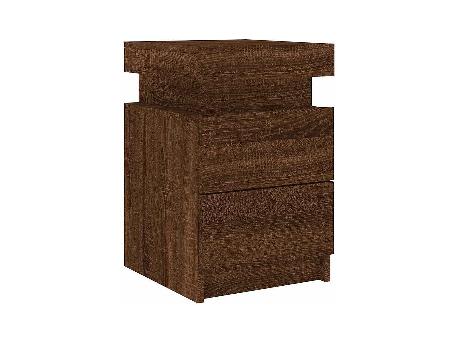 Pack 2 uds Mesitas de noche | Mesilla de noche con luces LED roble marrón 35x39x55 cm