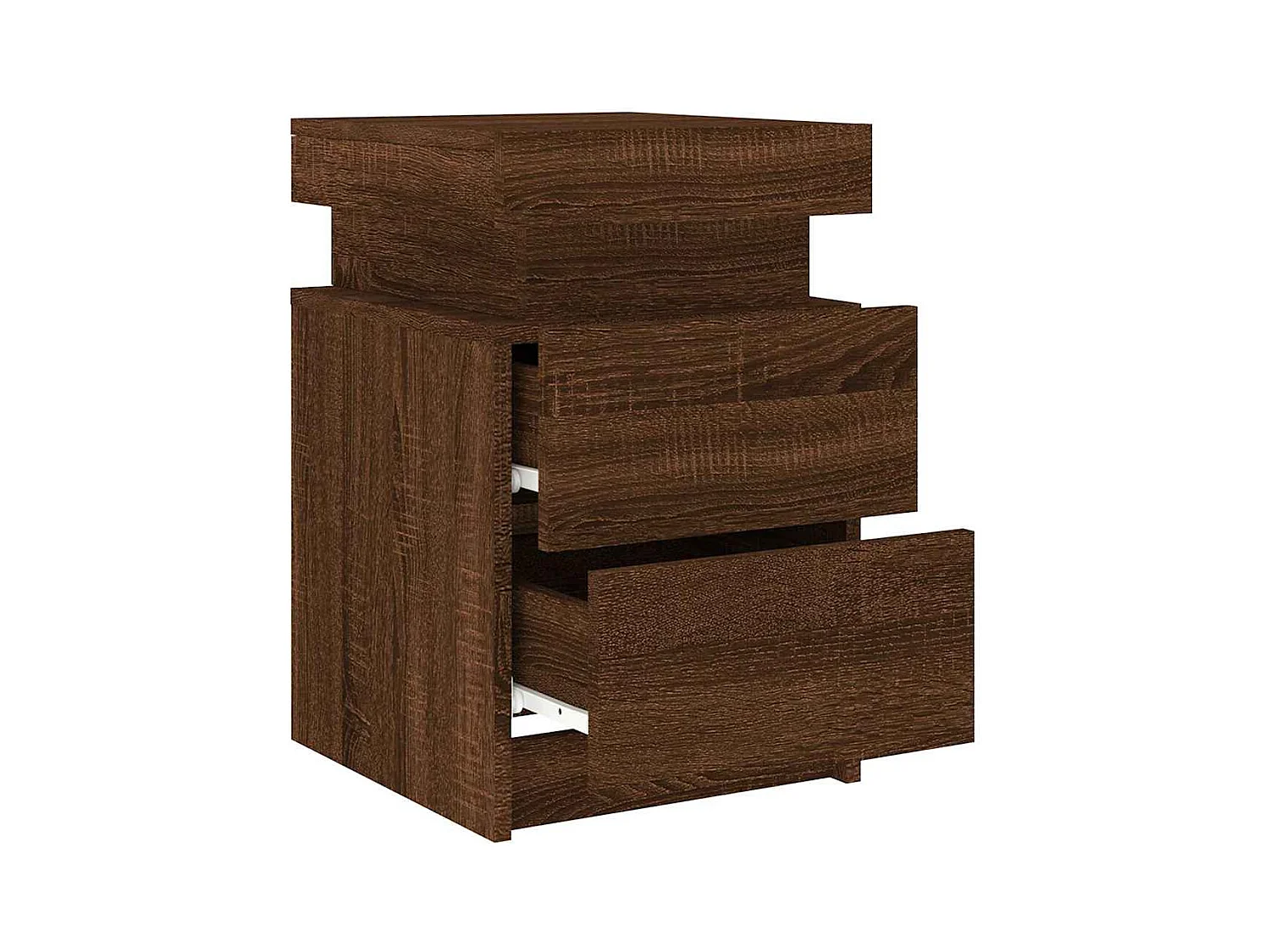 Pack 2 uds Mesitas de noche | Mesilla de noche con luces LED roble marrón 35x39x55 cm