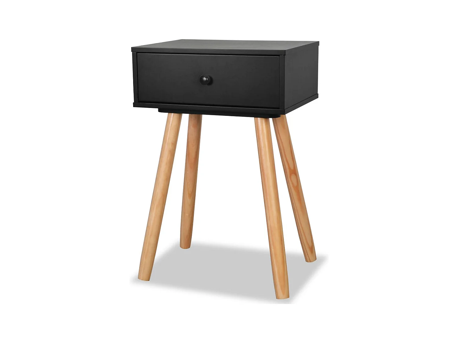 Mesitas de noche | Mesilla de noche 2 uds. madera maciza de pino 40x30x61 cm negro