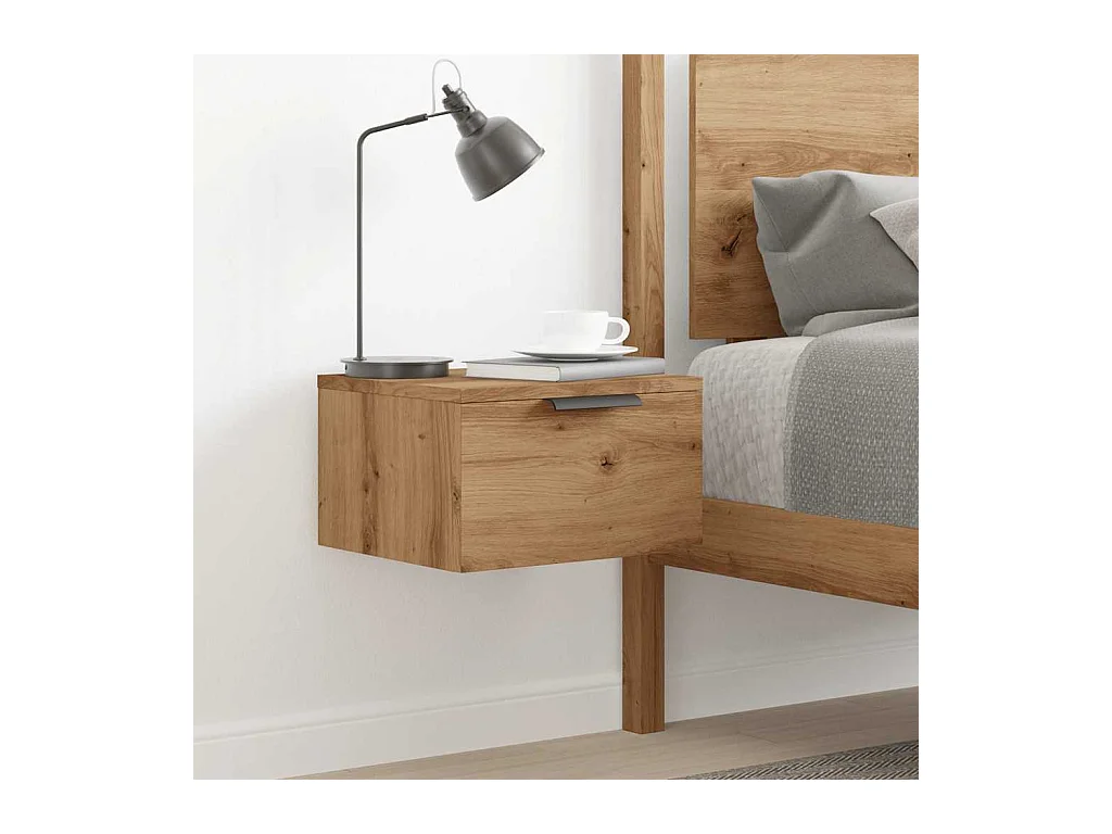 Mesita de noche | Mesilla de noche de pared roble artisan 34x30x20 cm