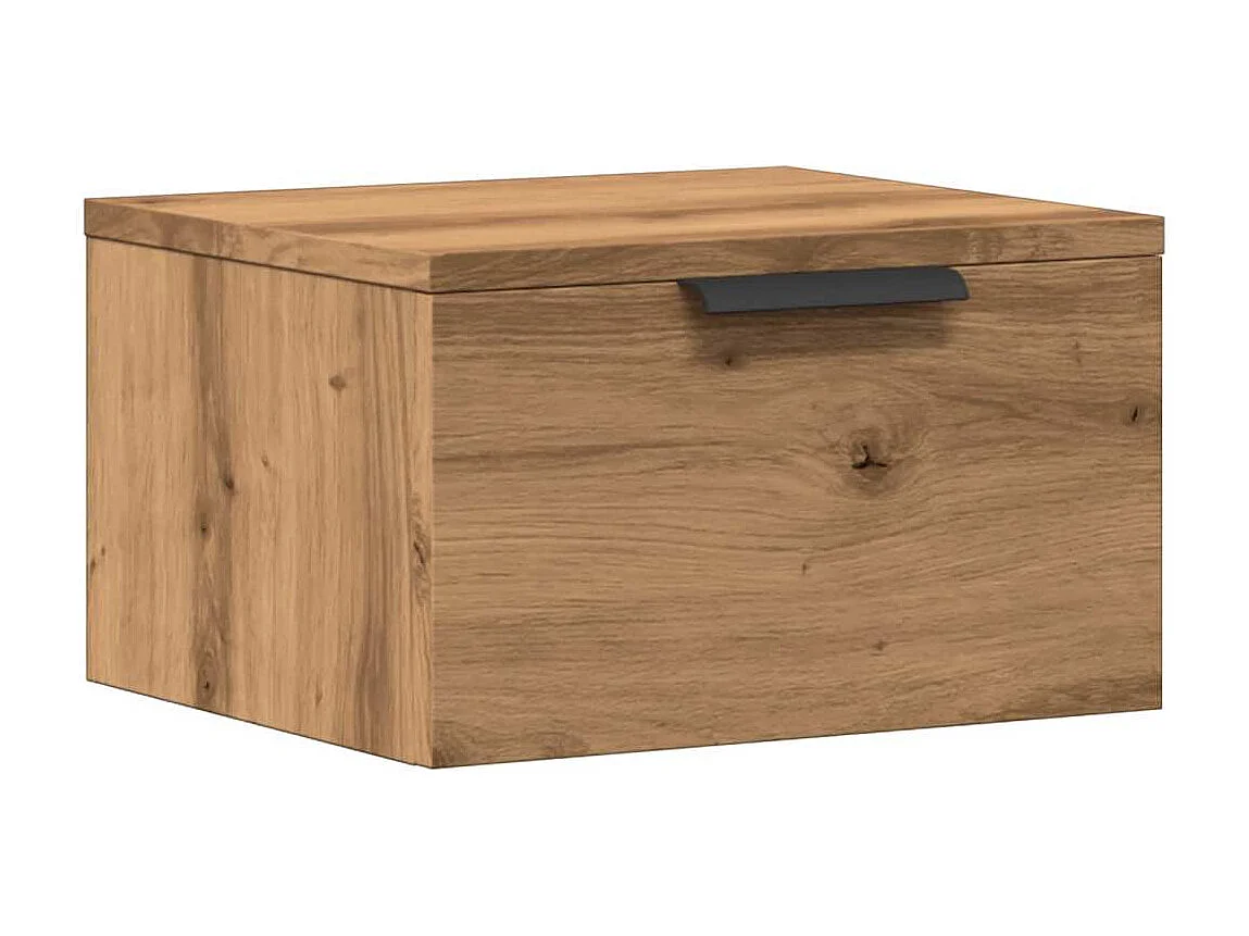 Table de chevet flottante chêne artisanal 34x30x20 cm