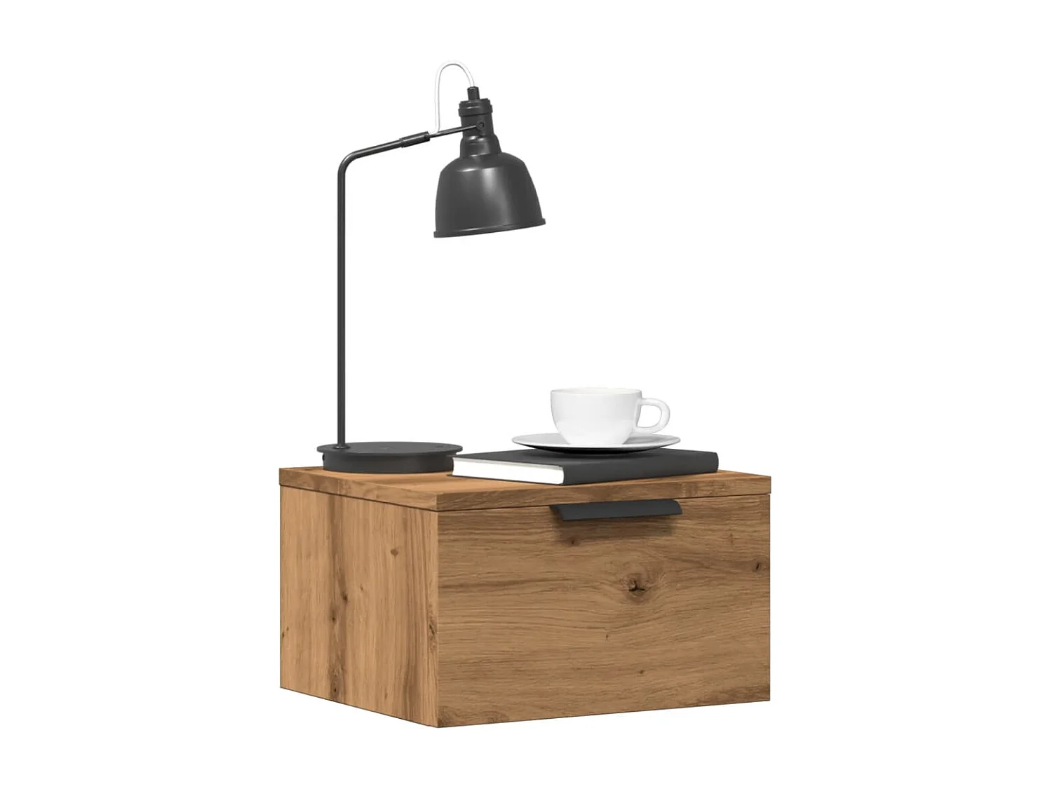 Table de chevet flottante chêne artisanal 34x30x20 cm