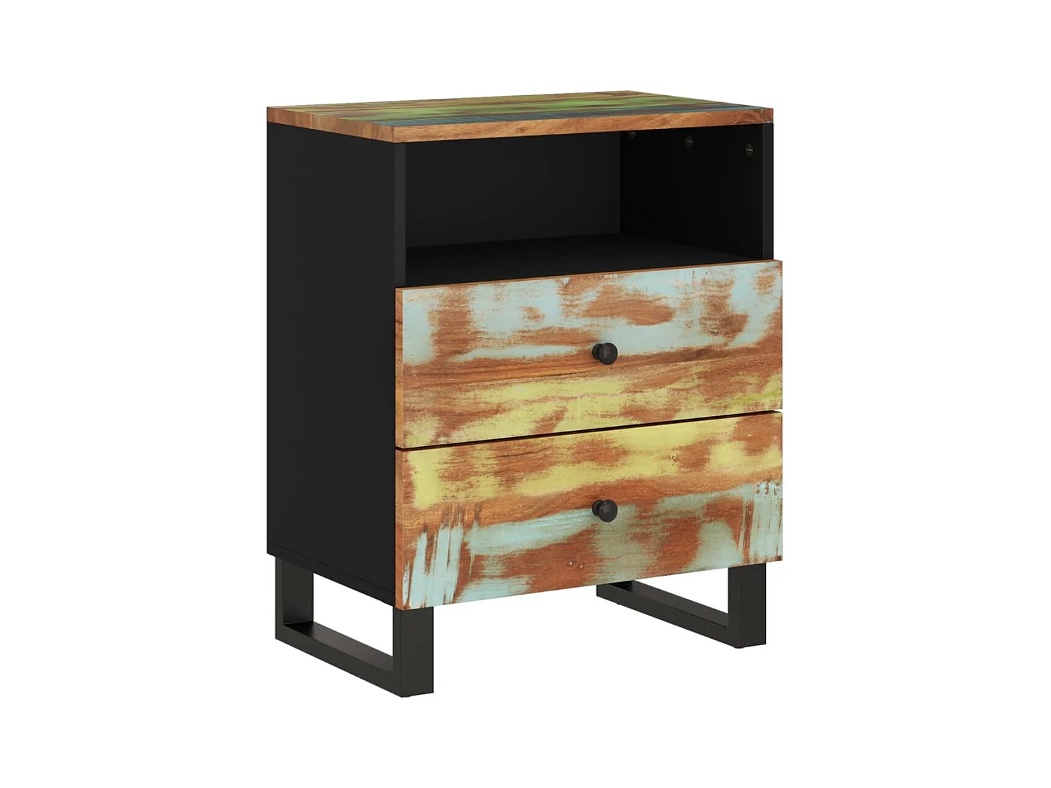 Mesita de noche | Mesilla de noche madera reciclada y contrachapada 50x33x62 cm