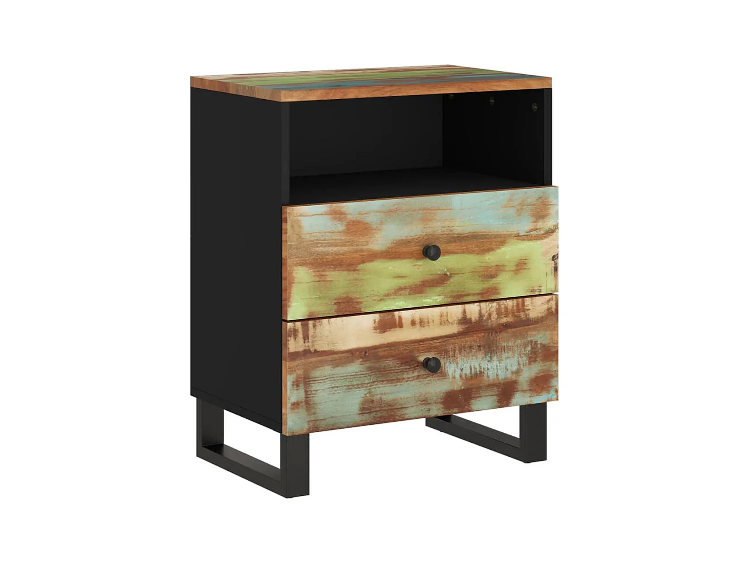 Mesita de noche | Mesilla de noche madera reciclada y contrachapada 50x33x62 cm