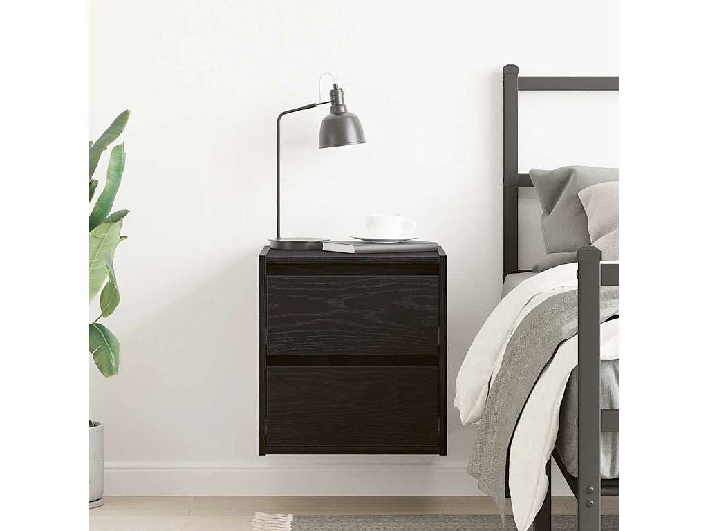 Mesilla de noche | Mesita de noche de pared roble negro 38x34x40 cm