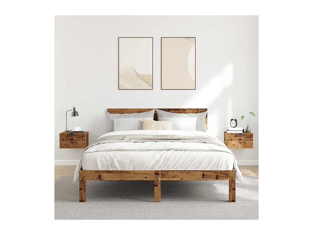 Tables de chevet flottantes 2 pcs vieux bois 34x30x20 cm