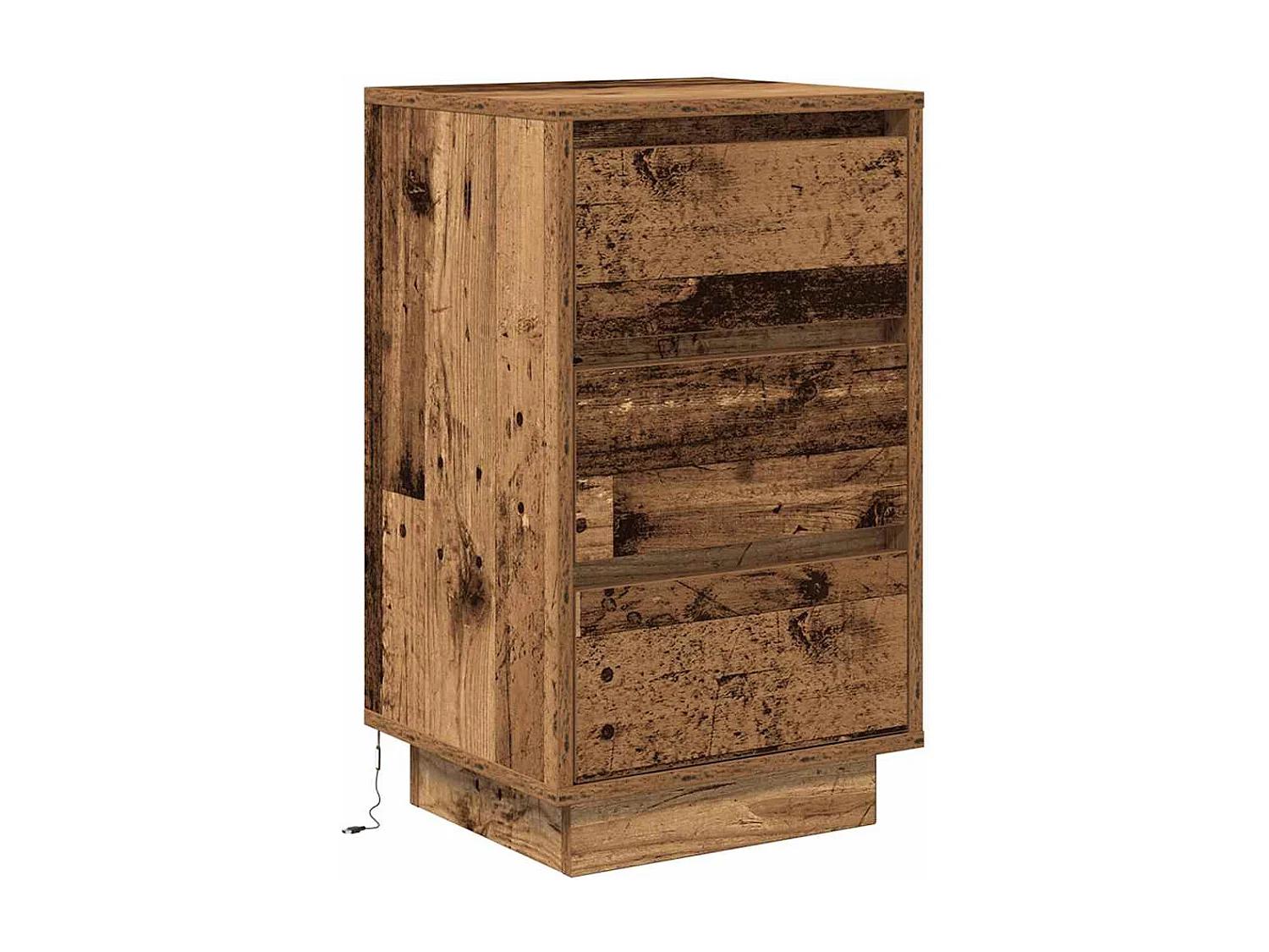 Nachttisch-Beistelltisch mit LED-Leuchten Altholz-Optik 38x34x65 cm SHL22753