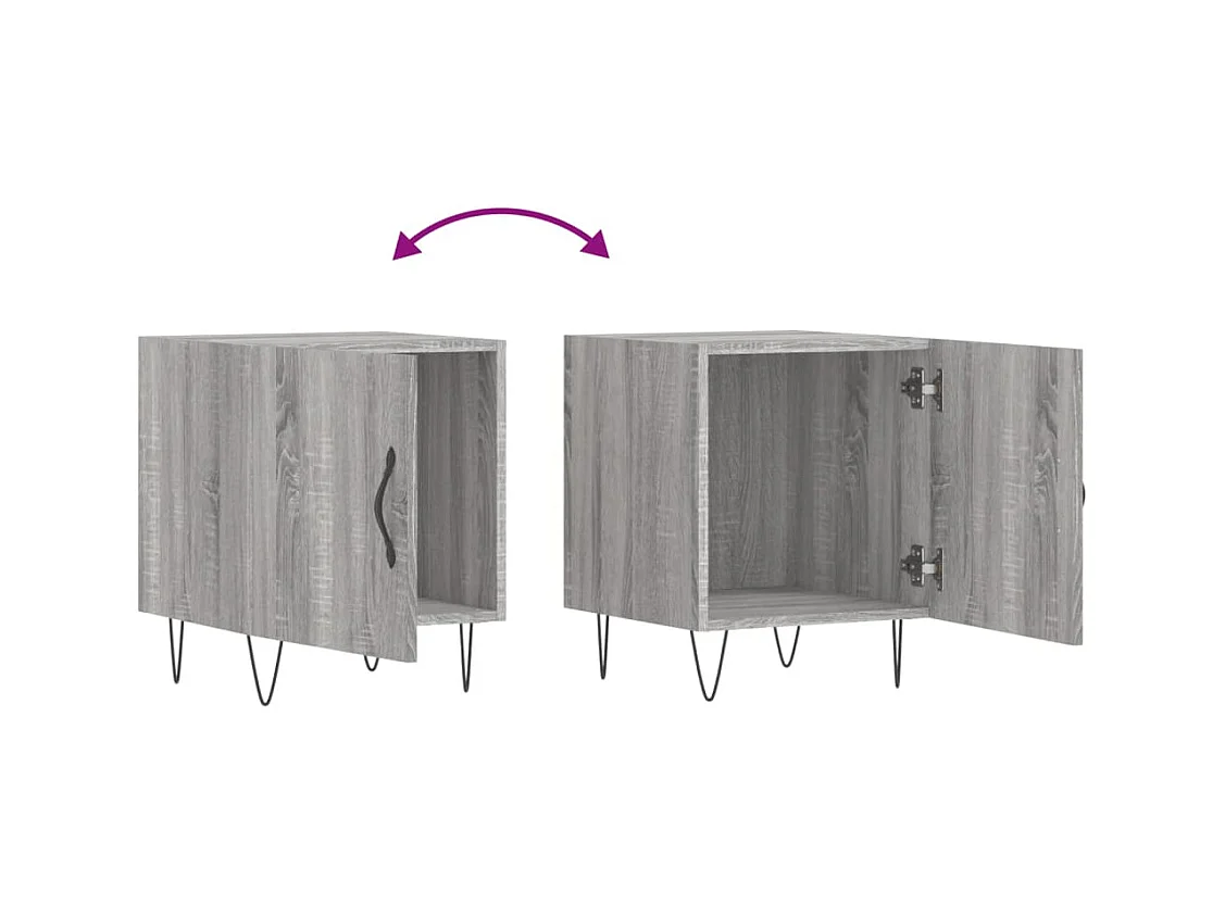 Mesa de Cabeceira Moderna 2 peças 40x40x50 cm madeira processada cinza sonoma