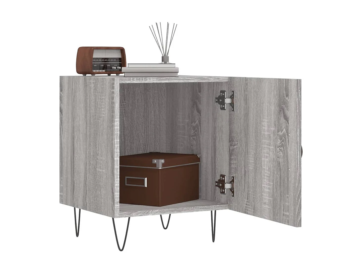 Nachttisch 2er Set-Beistelltisch-Nachttischkommode Grau Sonoma 40x40x50 cm Holzwerkstoff SHL82528