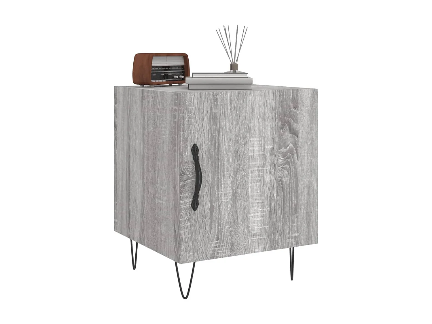 Nachttisch 2er Set-Beistelltisch-Nachttischkommode Grau Sonoma 40x40x50 cm Holzwerkstoff SHL82528