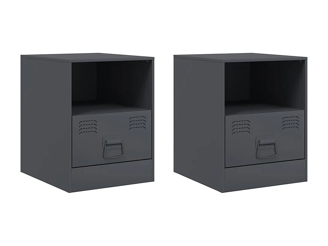 Tables de chevet lot de 2 avec tiroirs anthracite 34,5x39x44 cm acier