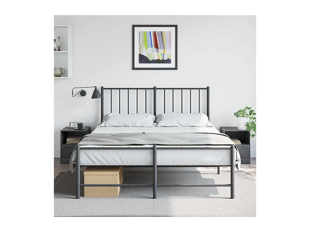 Tables de chevet lot de 2 avec tiroirs anthracite 34,5x39x44 cm acier