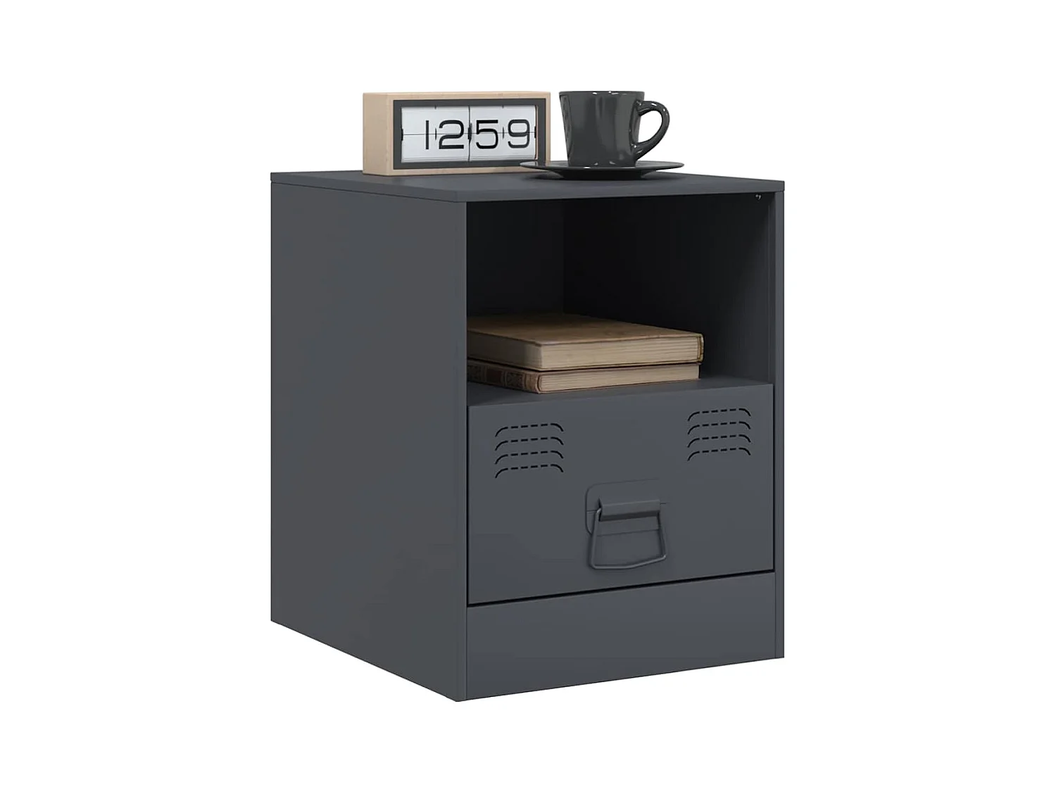 Tables de chevet lot de 2 avec tiroirs anthracite 34,5x39x44 cm acier