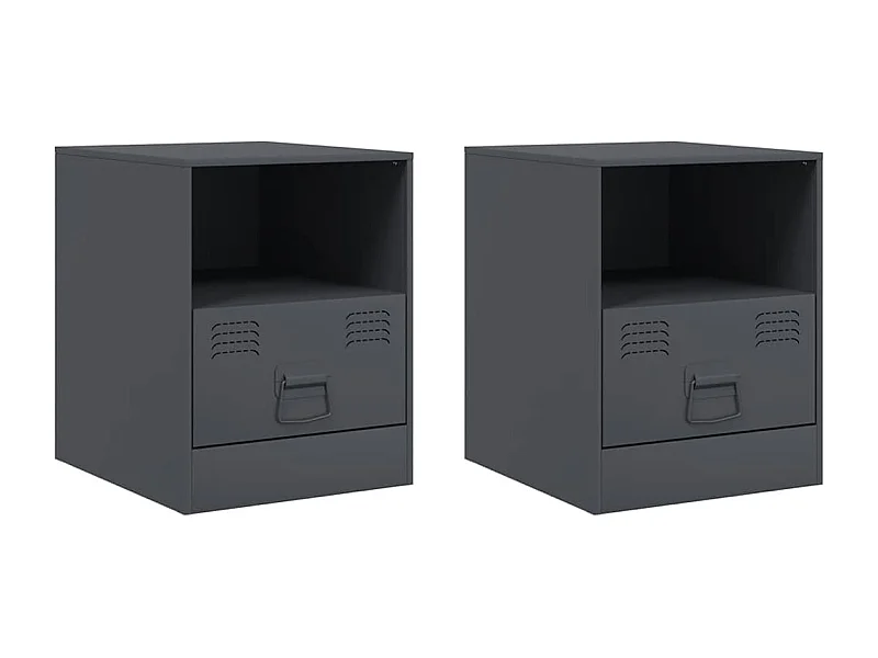 Tables de chevet lot de 2 avec tiroirs anthracite 34,5x39x44 cm acier