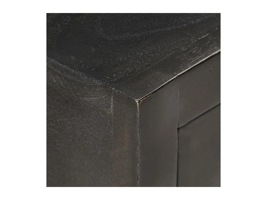 Mesita de noche | Mesilla de noche madera maciza mango negro y dorado 40x30x50cm