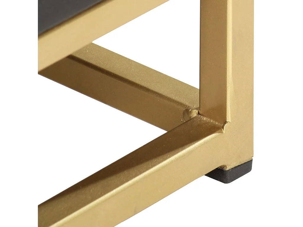 Mesita de noche | Mesilla de noche madera maciza mango negro y dorado 40x30x50cm