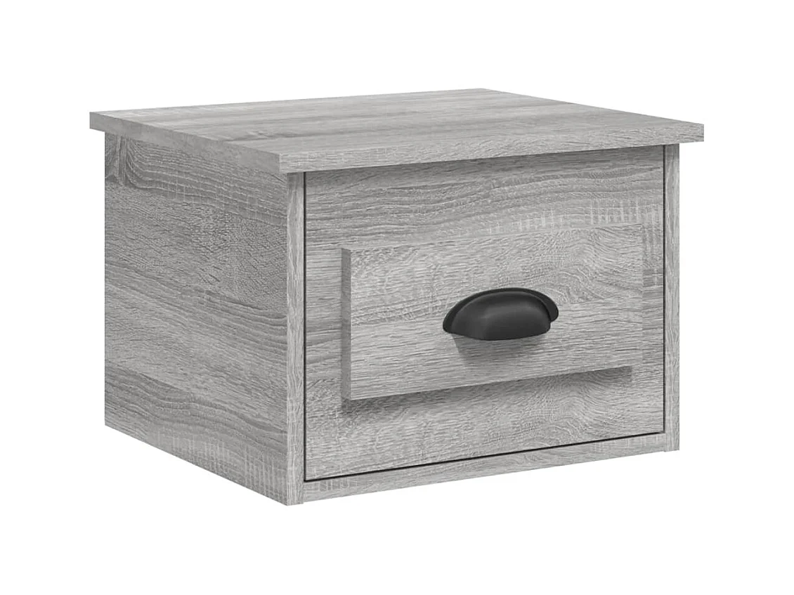 Mesita de noche | Mesilla de noche de pared color gris Sonoma 41,5x36x28 cm