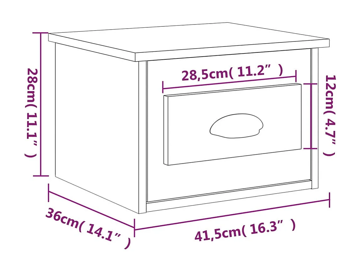 Nachttisch hängend | Wand-Nachttisch Grau Sonoma 41,5x36x28 cm SHL73070