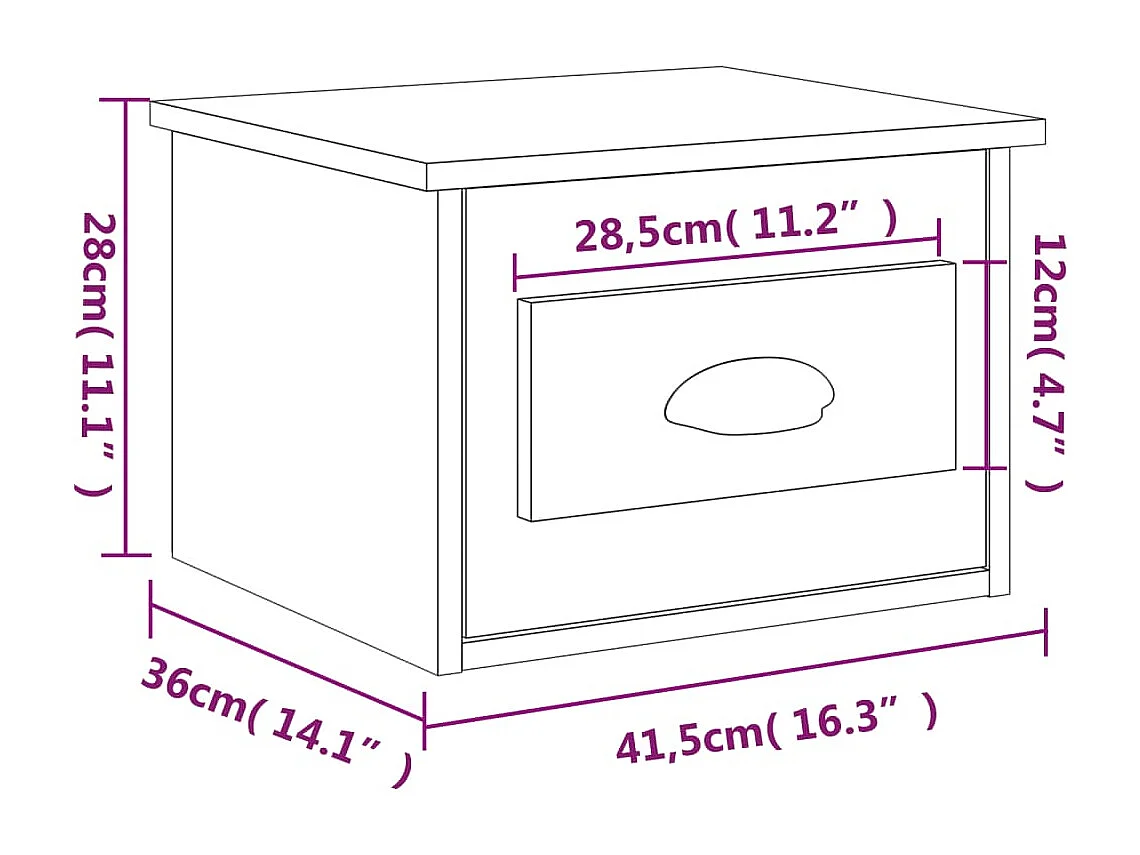 Nachttisch hängend | Wand-Nachttisch Braun Eichen-Optik 41,5x36x28 cm SHL57670