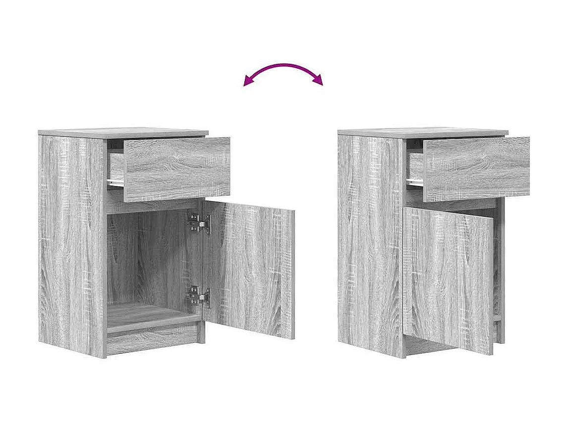 Mesilla de noche | Mesita de noche gris Sonoma 39x35x65 cm madera de ingeniería