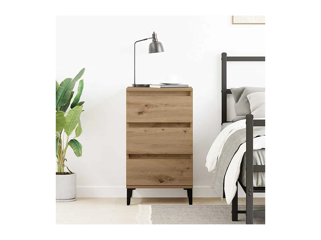 Table de chevet-Table d'appoint avec tiroir chêne artisanal 40x35x70 cm