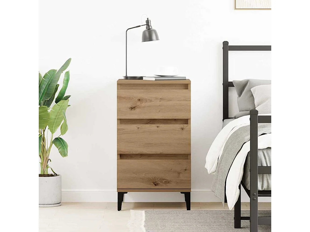 Mesita de Noche | Armario de Noche | Mesilla de noche con cajón Roble artisan 40x35x70 cm