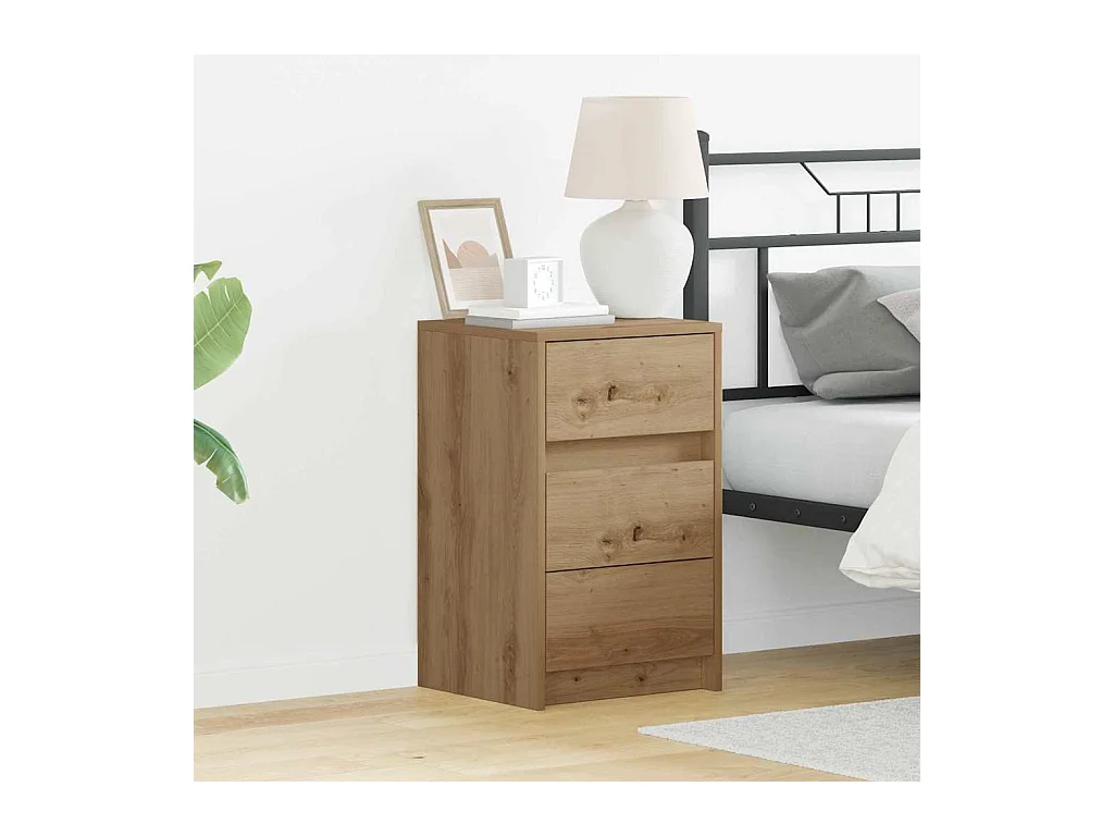 Mesita de Noche | Armario de Noche | Mesilla de noche con cajón with Roble artisan 38x34x61 cm
