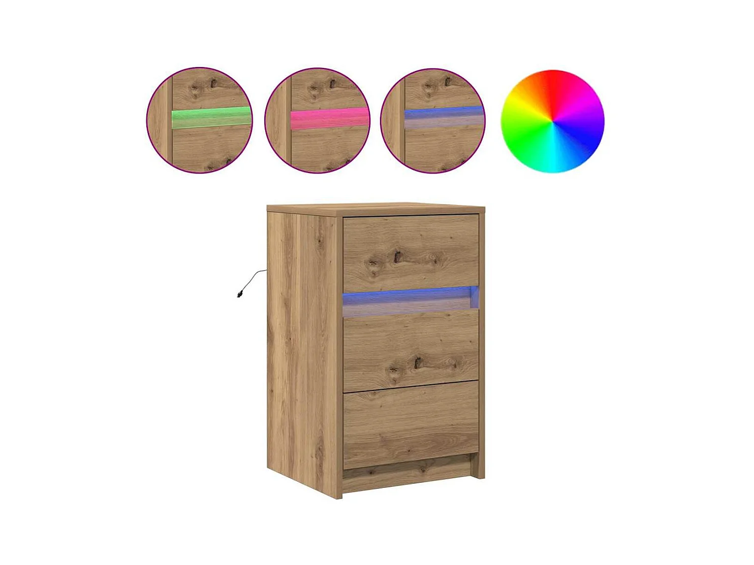 Mesita de Noche | Armario de Noche | Mesilla de noche con cajón with Roble artisan 38x34x61 cm