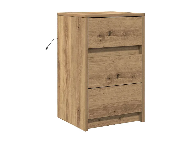 Table de chevet-Table d'appoint avec tiroir chêne artisanal 38x34x61 cm