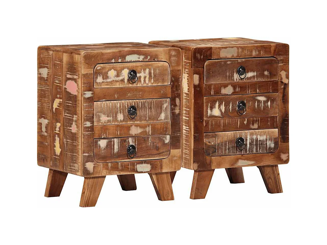 Mesilla de noche | Mesita de noche 2 uds 37x32x50 cm madera maciza reciclada