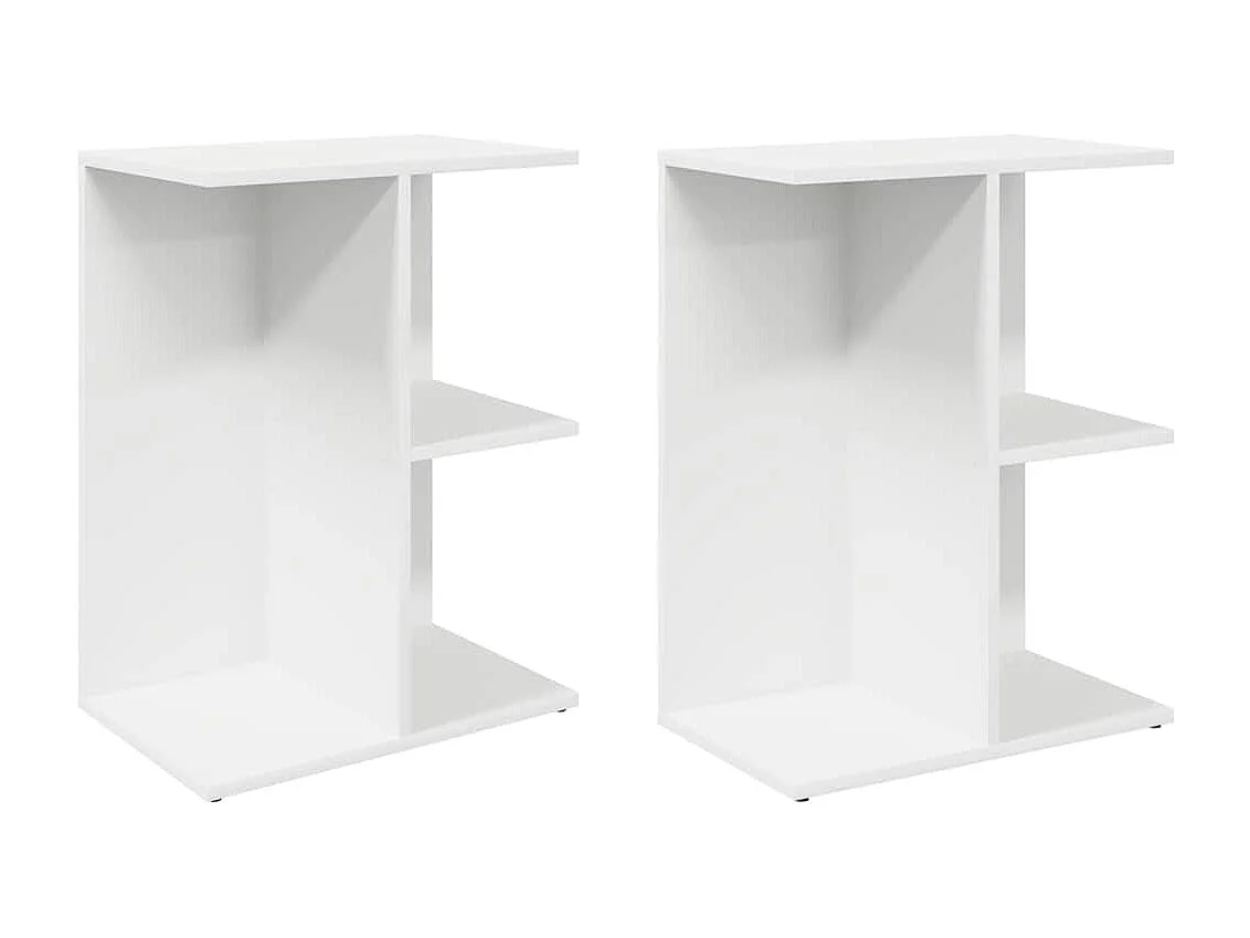Nachttisch 2er Set-Beistelltisch-Nachttischkommode Weiß 46,5x29x61 cm Holzwerkstoff SHL12118
