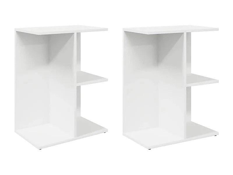 Nachttisch 2er Set-Beistelltisch-Nachttischkommode Weiß 46,5x29x61 cm Holzwerkstoff SHL12118