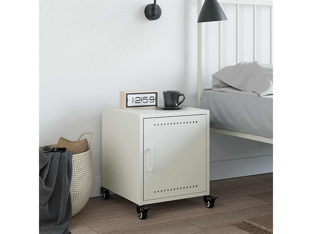 Nachttisch-Beistelltisch-Nachtschrank Weiß 36x39x43,5 cm Stahl SHL70454