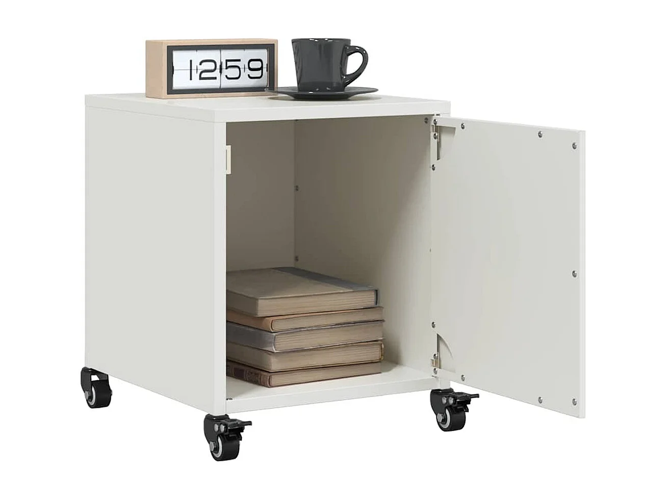 Nachttisch-Beistelltisch-Nachtschrank Weiß 36x39x43,5 cm Stahl SHL70454